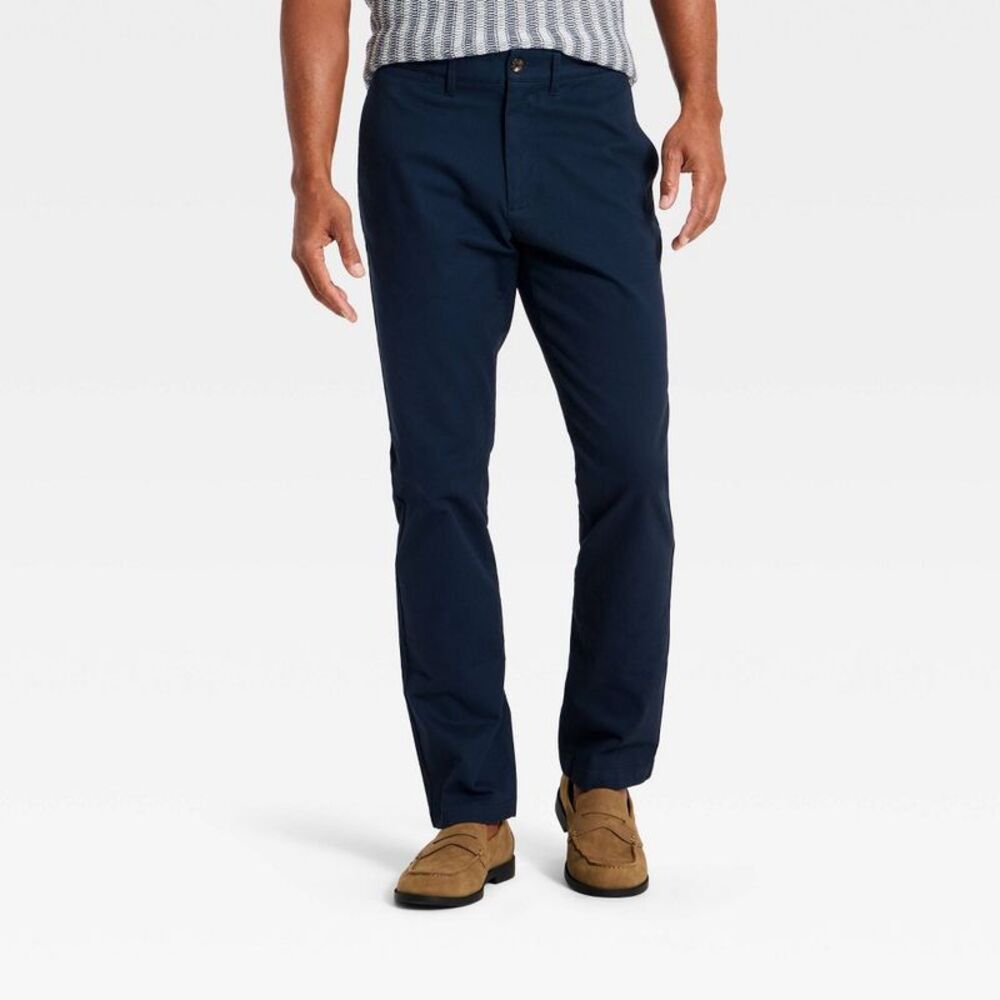 Men's Athletic Chino Pants - Goodfellow & Co Navy Blue 30x30